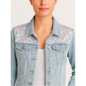 SUNSET + SPRING "Mermaid" Sequin
Light Wash Sequin Denim Jacket